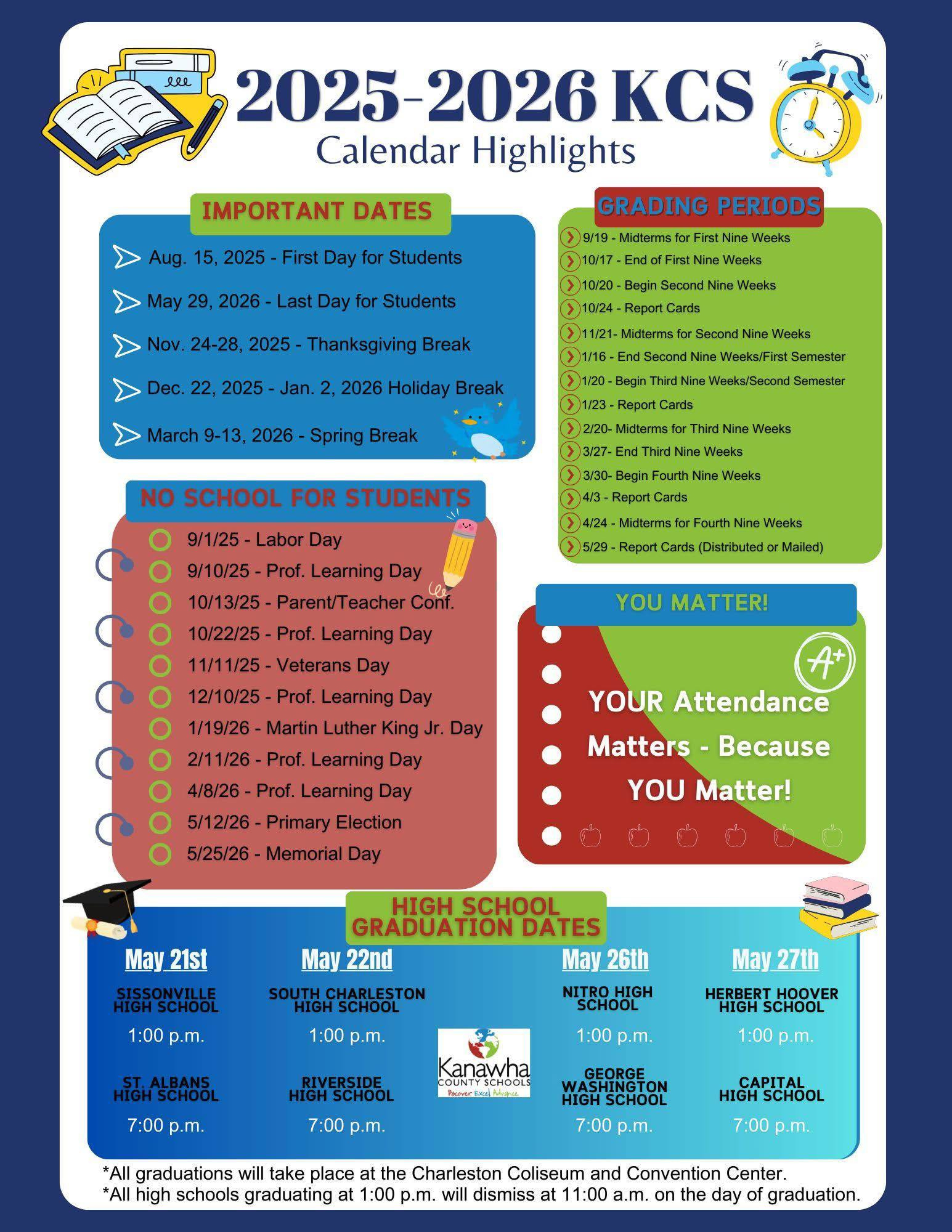 Kcs 2025-2026 Calendar Highlights | Kanawha City Elementary with Kcs 2026 - 2027 Calendar