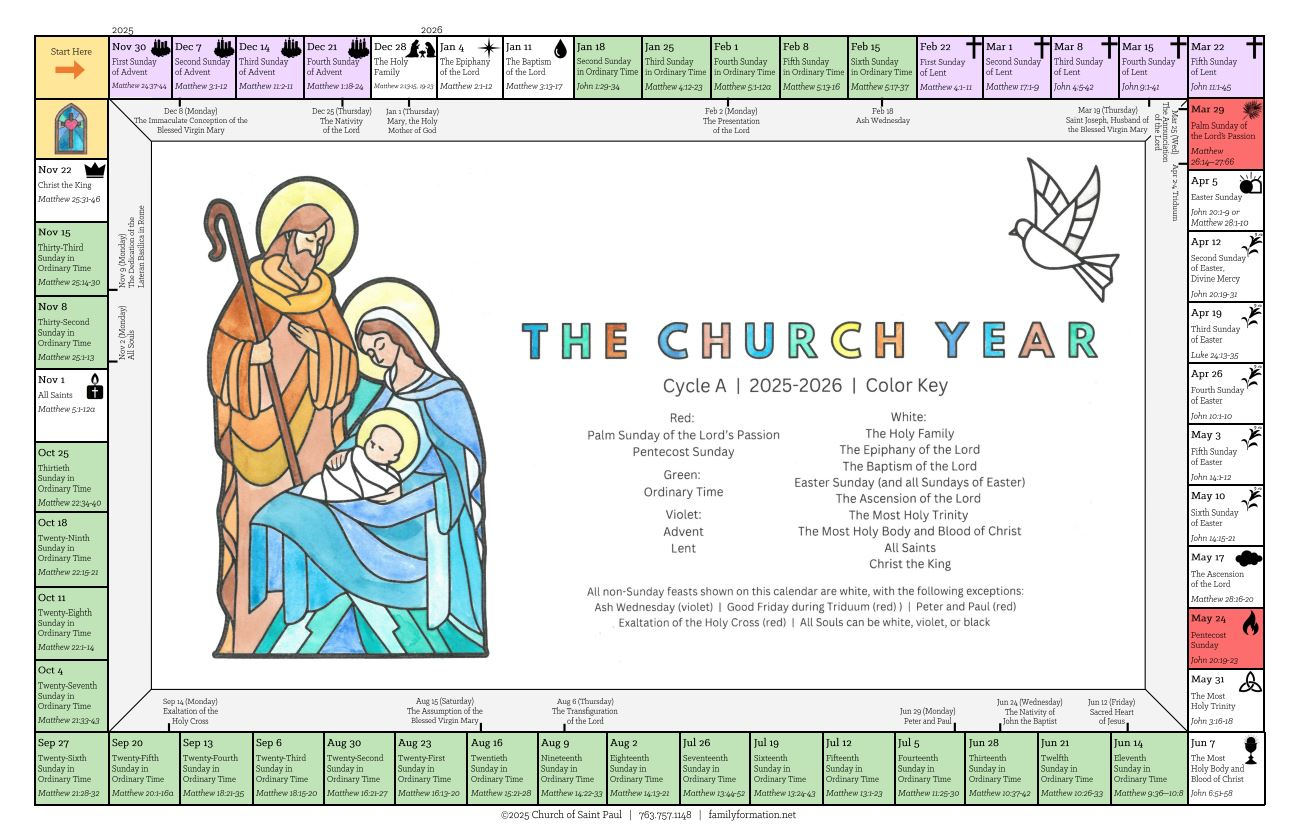 Liturgical Calendars | Family Formation pertaining to Roman Catholic Liturgical Calendar 2026