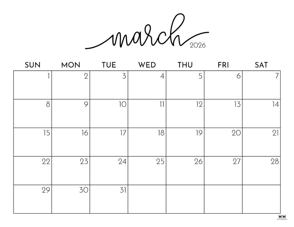 March 2026 Calendars - 123 Free Printables | Printabulls for Attendance of March 2026
