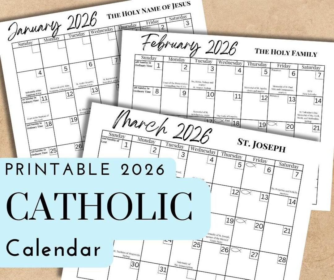 Printable 2026 Catholic Calendar | Liturgical Planner With Feast with regard to Catholic Calendar 2026 Printable