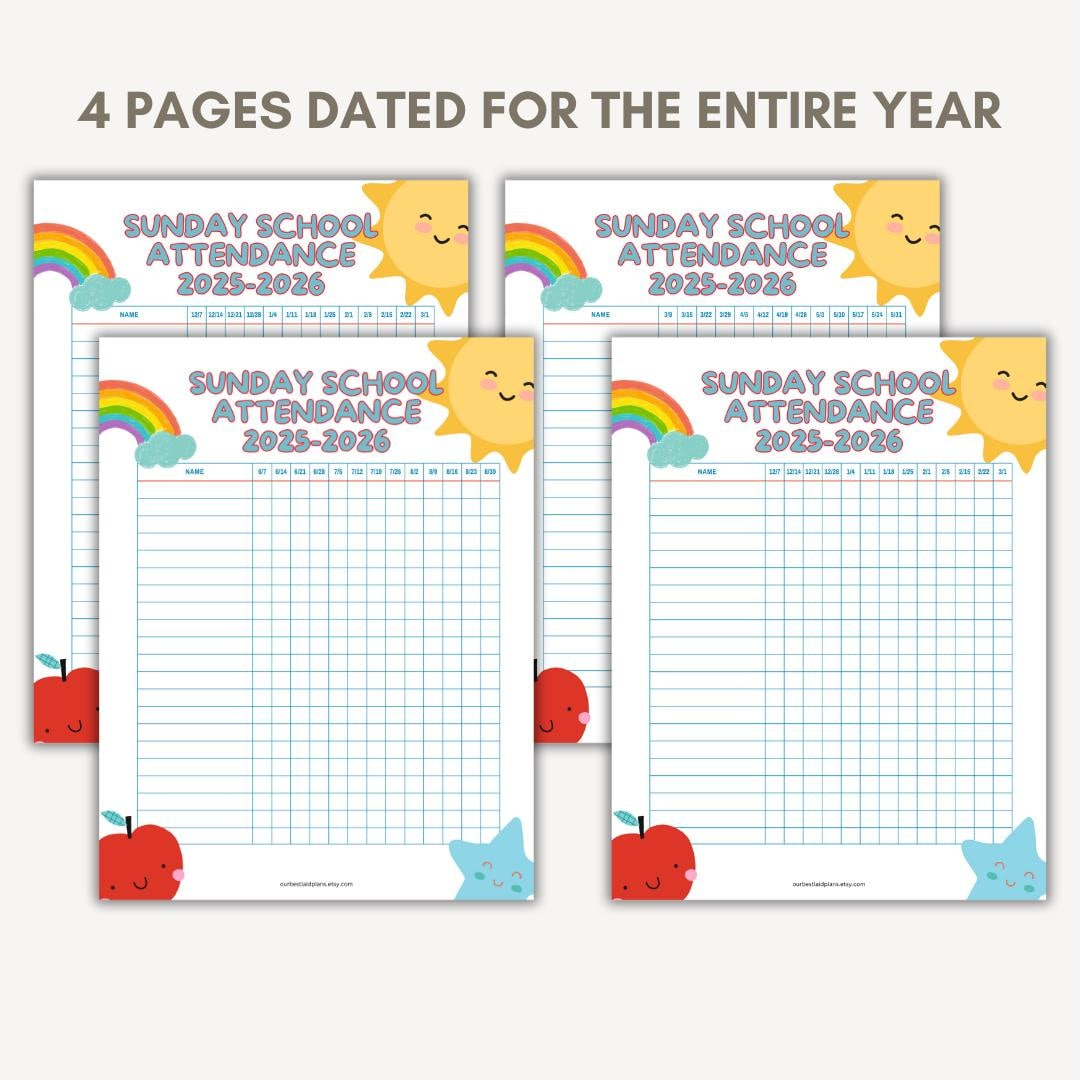 Sunday School Attendance Chart Printable Pdf, Sunday School pertaining to Sunday School Attendance 2026