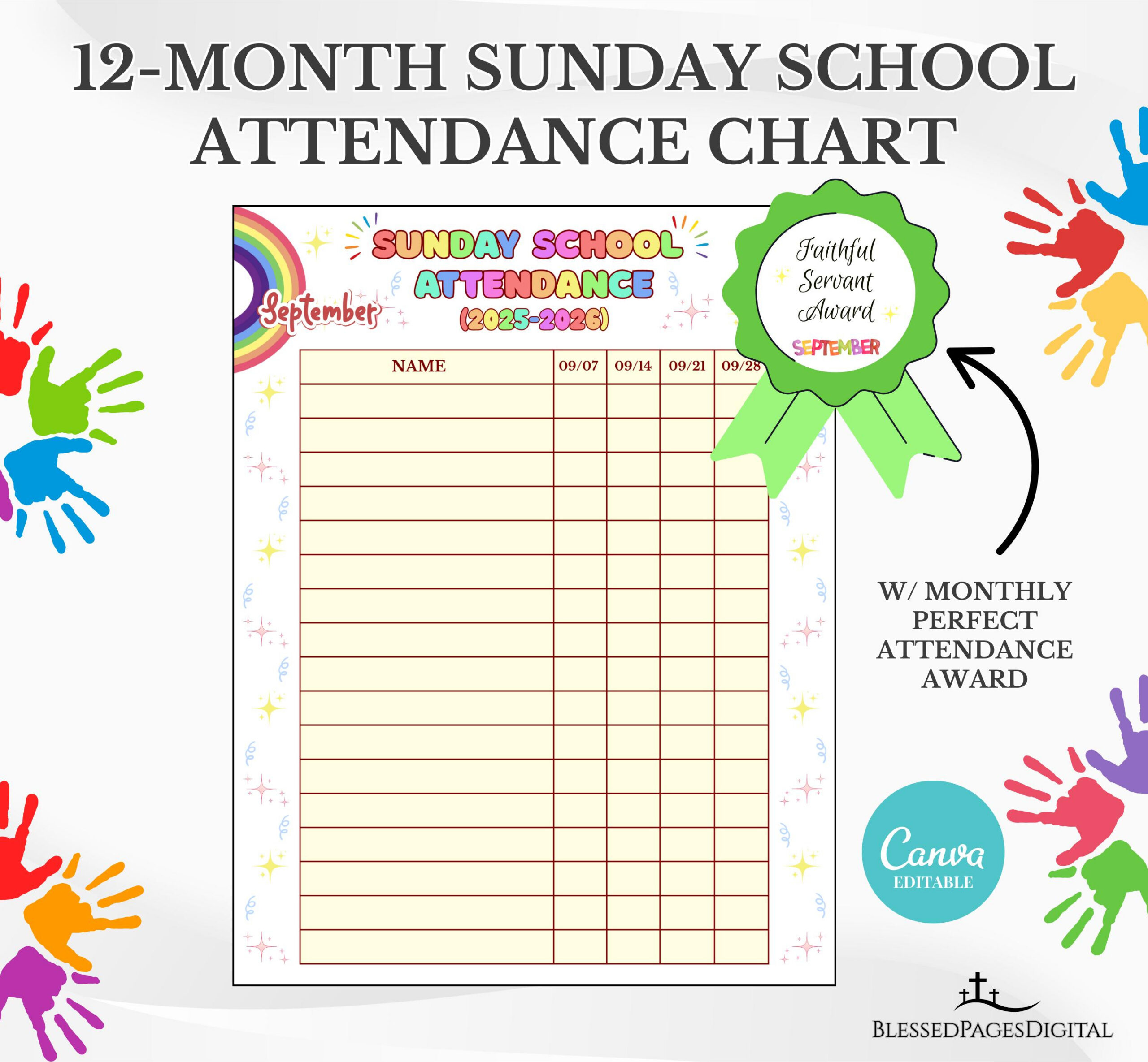 Sunday School Attendance Sheet Template - Etsy Hong Kong within Sunday School Attendance 2026