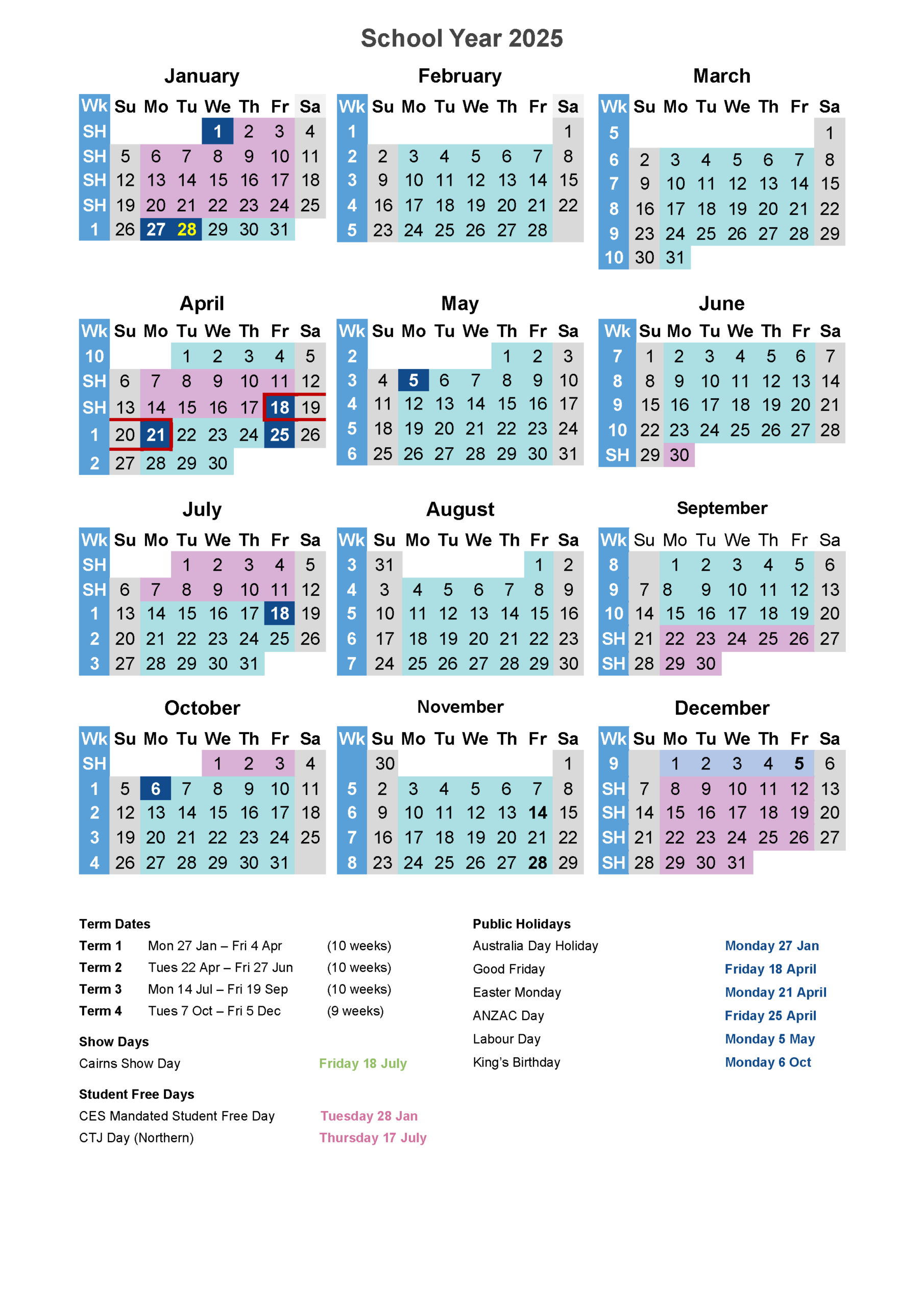 Term Calendar | St Michael'S School Gordonvale intended for 2026 Catholic School Calendar QLD