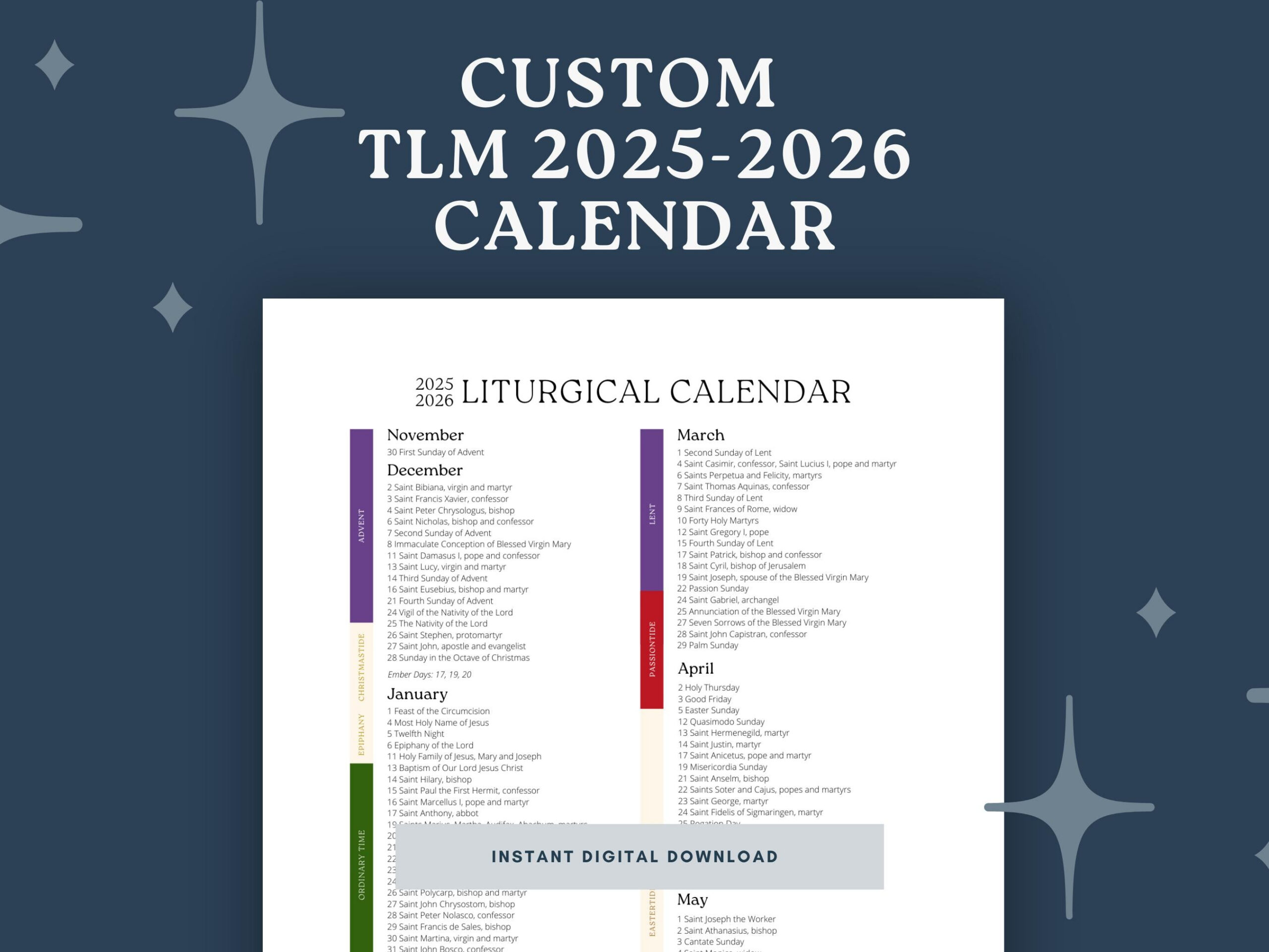 Traditional Latin Mass For 2025-2026 Liturgical Calendar | Custom in Liturgical Calendar 2026 Usccb