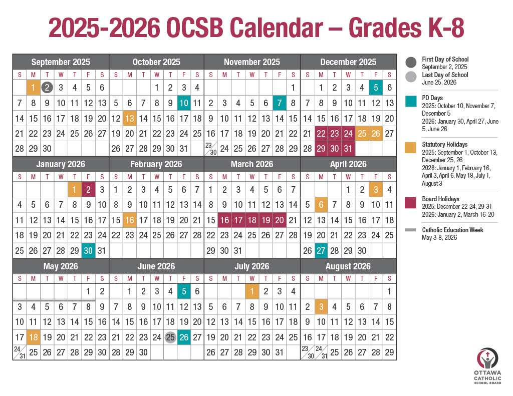 What Parents Need To Know At The Start Of The School Year – The in Ottawa Catholic School Board Calendar 2026