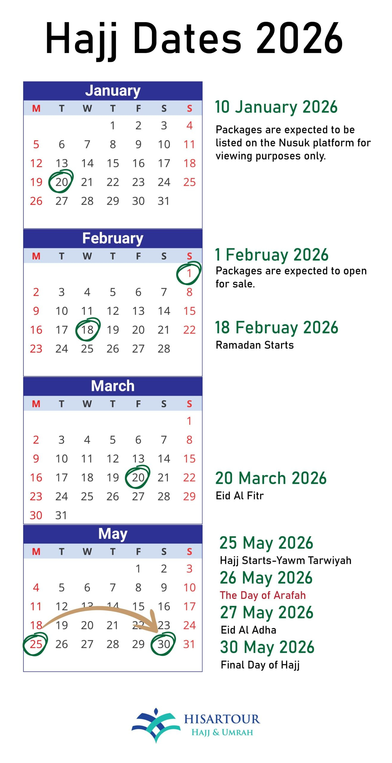 When Is Hajj 2026? Arafah Day, Eid Al-Adha 2026 Dates with regard to Islamic Calendar 2026 Qatar